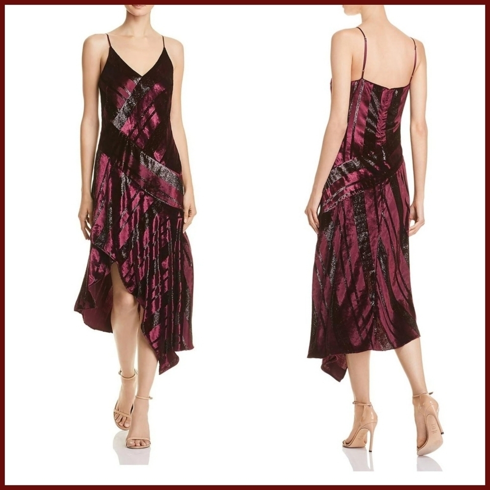 Parker Selma Sleeveless V-Neck Velvet Metallic Dress